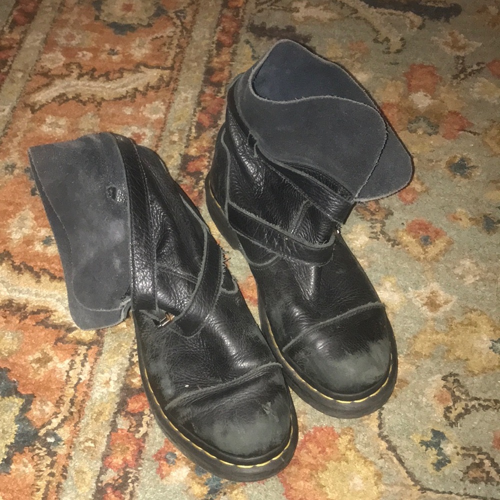 Dr. Martens Black Moto Combat Boots - Picture 3 of 9